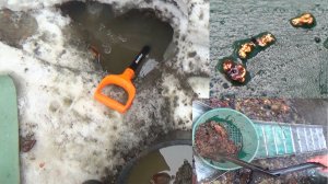 Сделал прорубь и мою Золото потихоньку! Со звуком))