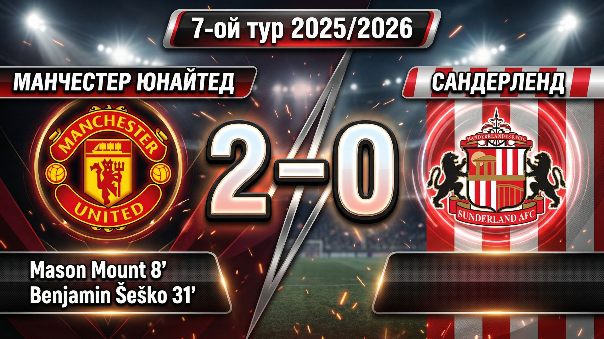 ГОЛЫ МАНЧЕСТЕР ЮНАЙТЕД - САНДЕРЛЕНД // 7-ОЙ ТУР АПЛ 25/26