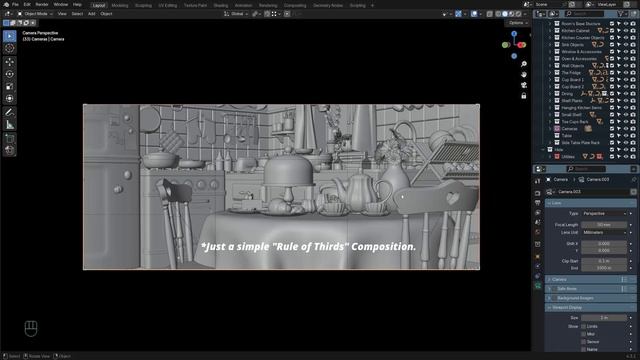 Stylized Kitchen Course in Blender p160 Setting Up Cameras Part 1 смотреть онлайн