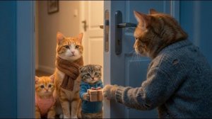 Согревающая душу рождественская история: мама-кошка и котята дарят любовь одинокому соседу