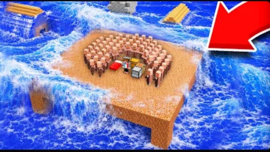 МЫ С ЖИТЕЛЯМИ НЕ УСПЕЛИ ПОСТРОИТЬ БУНКЕР ОТ ЦУНАМИ В МАЙНКРАФТ Компот Minecraft смотреть онлайн