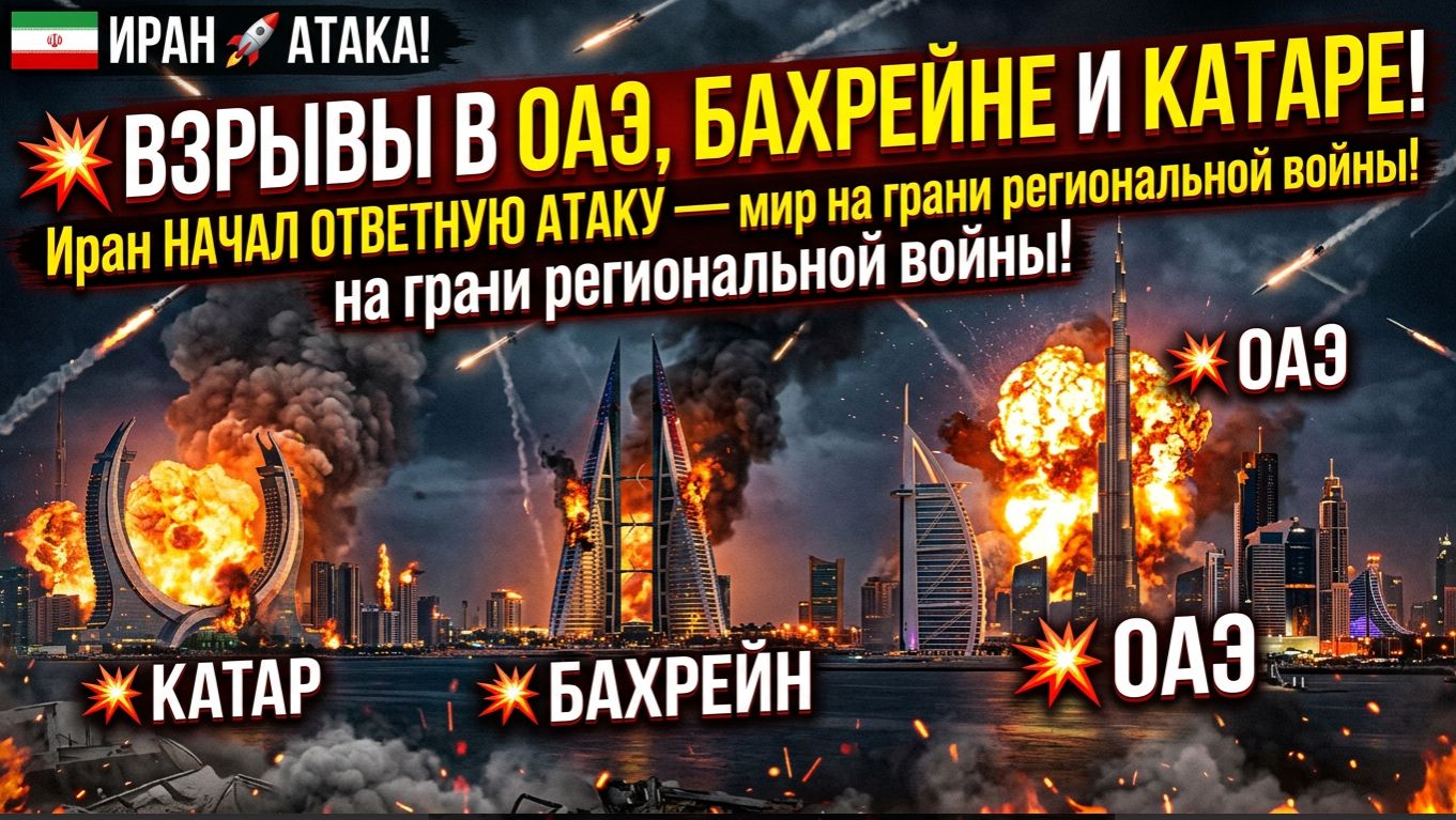 💥 ВЗРЫВЫ В ОАЭ, БАХРЕЙНЕ И КАТАРЕ! Иран НАЧАЛ ОТВЕТНУЮ АТАКУ — ИРАН ОБЪЯВИЛ США И ИЗРАИЛЮ ВОЙНУ смотреть онлайн