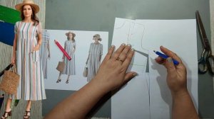 Моделирование. Как рассчитать платье в полоску. Выкройка № 1974.