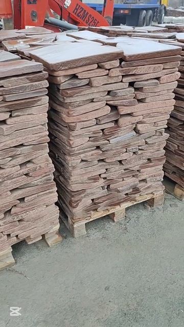 Песчаник красный галтованный для парковок и въездов для автомобилей