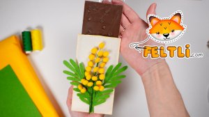 Шоколадница из фетра своими руками - мастер-класс с декором из мимозы (подарок к 8 Марта)