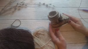 Пинетки ботиночки спицами