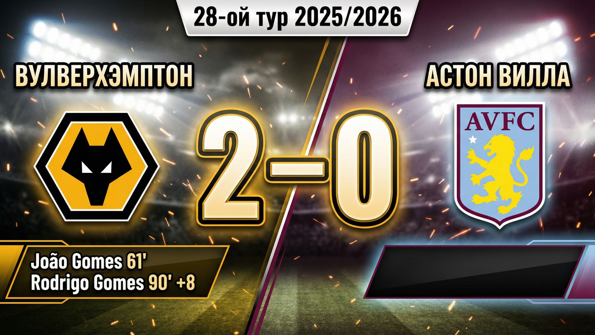 ГОЛЫ ВУЛВЕРХЭМПТОН - АСТОН ВИЛЛА // 28-ОЙ ТУР АПЛ 25/26