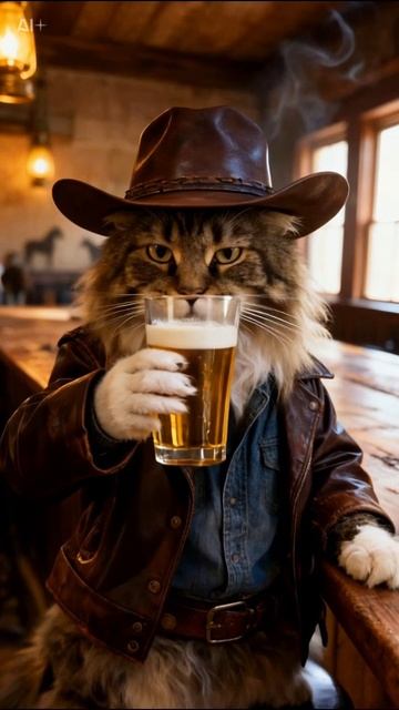 Кот Ковбой зашел полакомиться