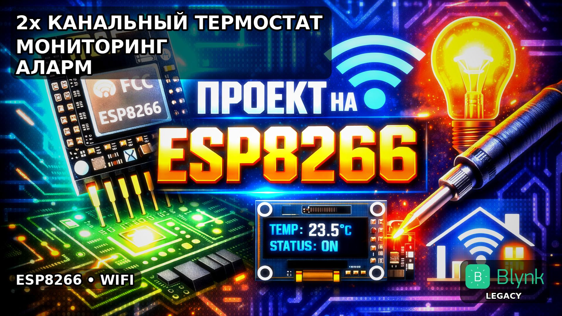 Blynk термостат ESP8266 с оповещениями email, локальным Alarm и offline - режимом смотреть онлайн