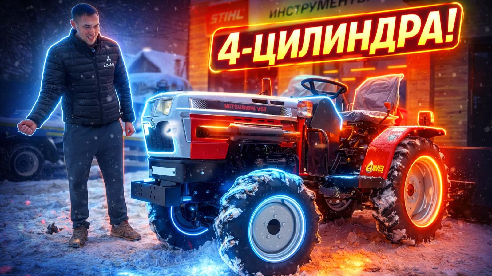 Трактор Mitsubishi VST MT270 и самосвальный Ковш на заднюю навеску смотреть онлайн