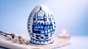 Яйцо пасхальное «Храм», гжельский фарфор
