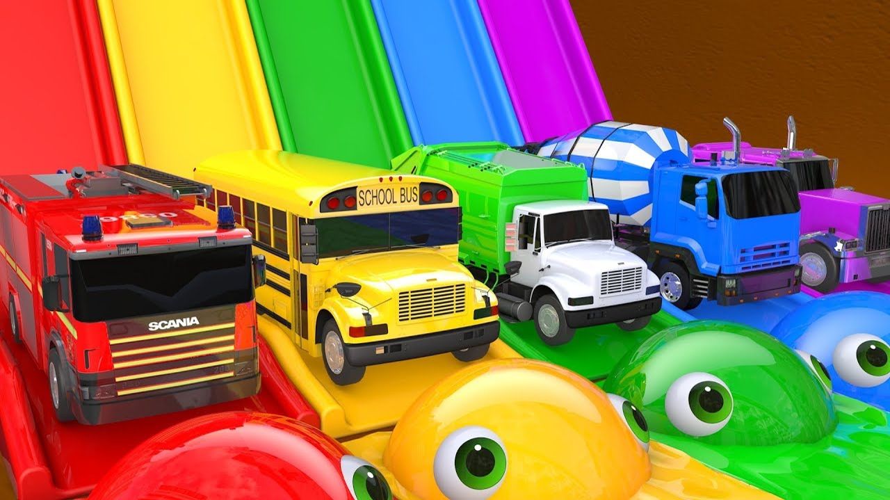 Учим цвета ПАКМАН против арбуза Волшебная горка и ферма Супергеройский уличный транспорт для детей смотреть онлайн