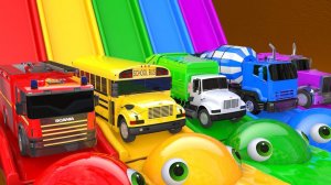 Учим цвета ПАКМАН против арбуза Волшебная горка и ферма Супергеройский уличный транспорт для детей