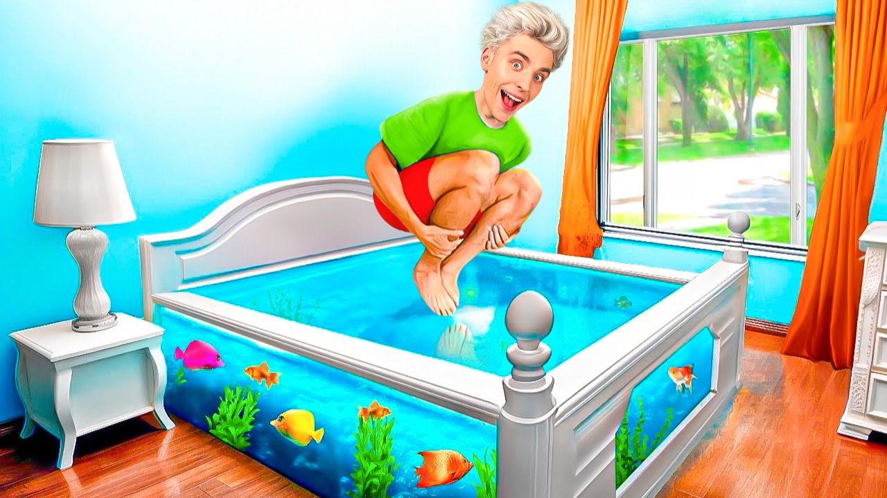 Превратили КРОВАТЬ в АКВАРИУМ ! А4 смотреть онлайн
