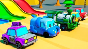 Колеса на автобусе _ Песенка про алфавит _ Машинки с парашютами на горках _ Детские песни и стишки