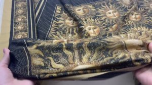 Муслин купон черного цвета  с принтом "Солнце" 14456