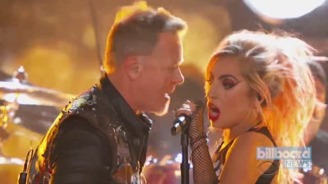 Lady Gaga & Metallica Rock Through Mic Trouble for 'Moth Into Flame', 2017 Gramm