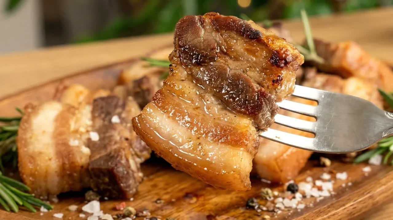 Хрустящая свиная грудинка! Повар из Китая научил меня так вкусно готовить свиную грудинку! смотреть онлайн