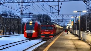 ЭТ2М 109 и ЭС2Г 021/028 "Ласточка" на станции Ланская