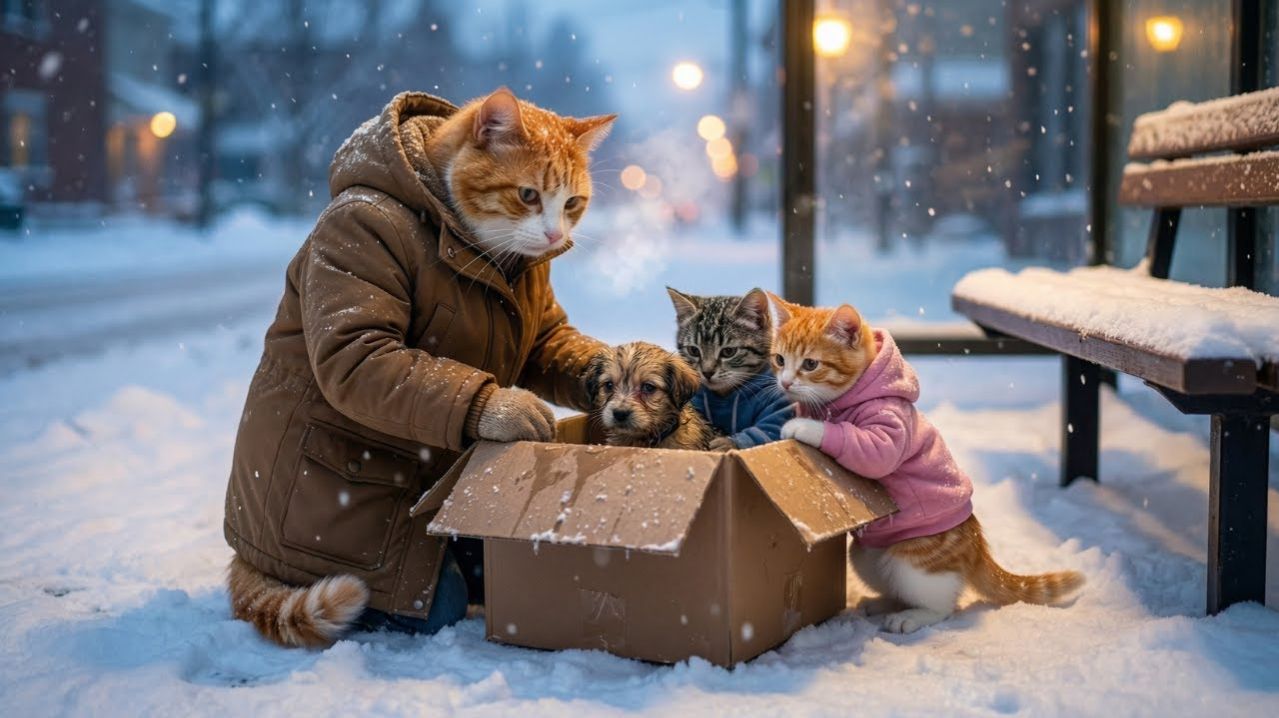 Сердечное спасение: мама-кошка пришла на помощь маленькой собачке в ледяную зиму смотреть онлайн