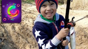 Dad & son go fishing - Little kid fishing for fresh water fish