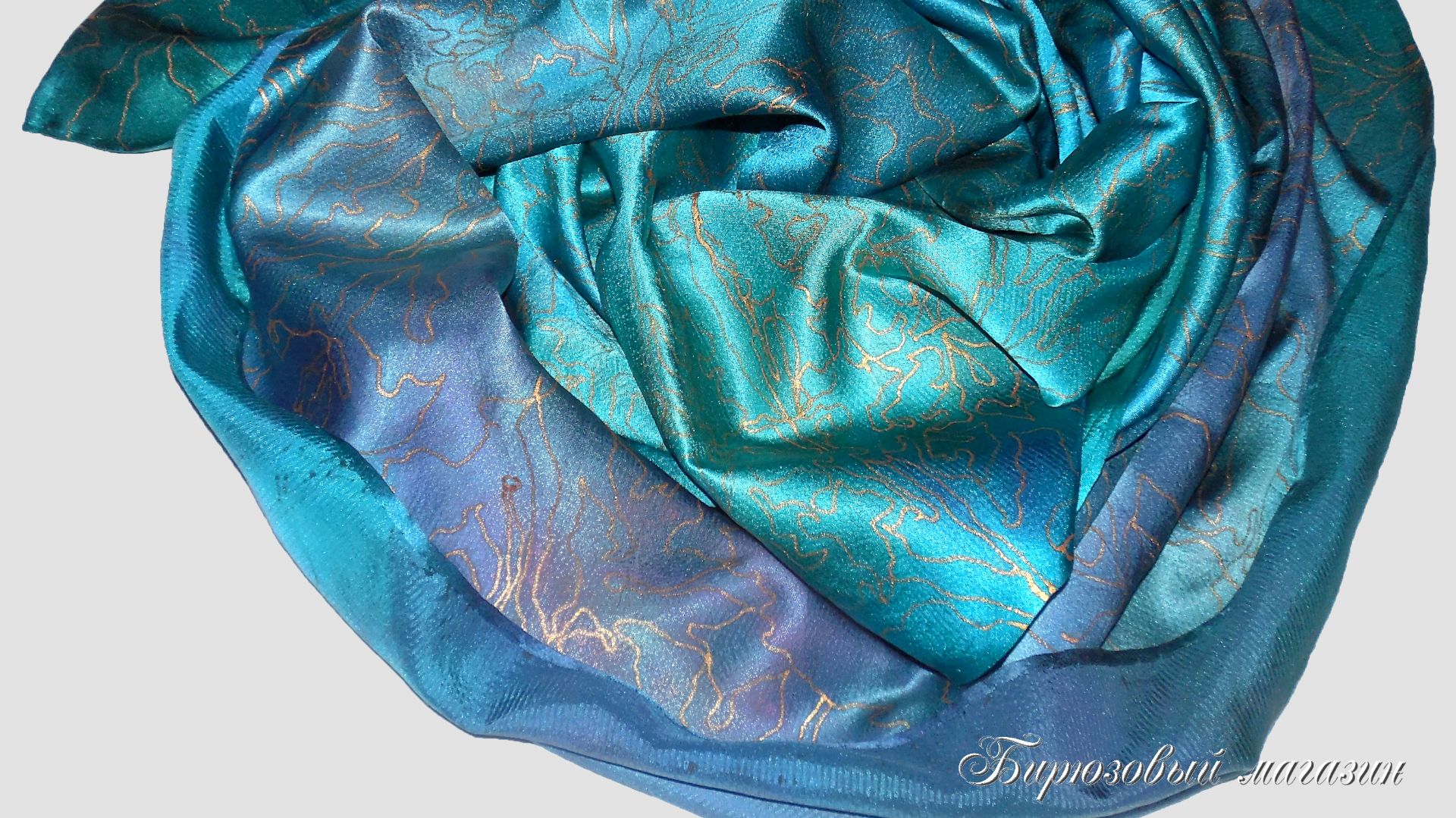 Шелковый шарф с авторской ручной росписью 