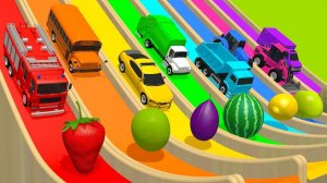 Учим цвета с помощью транспортных средств и конструктора - Фруктовые колеса - Летающие машинки