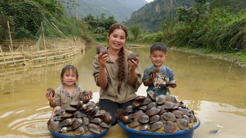 Как собрать гигантских устриц и продать их на рынке. Приготовить устричную кашу для детей. Дуонг. смотреть онлайн