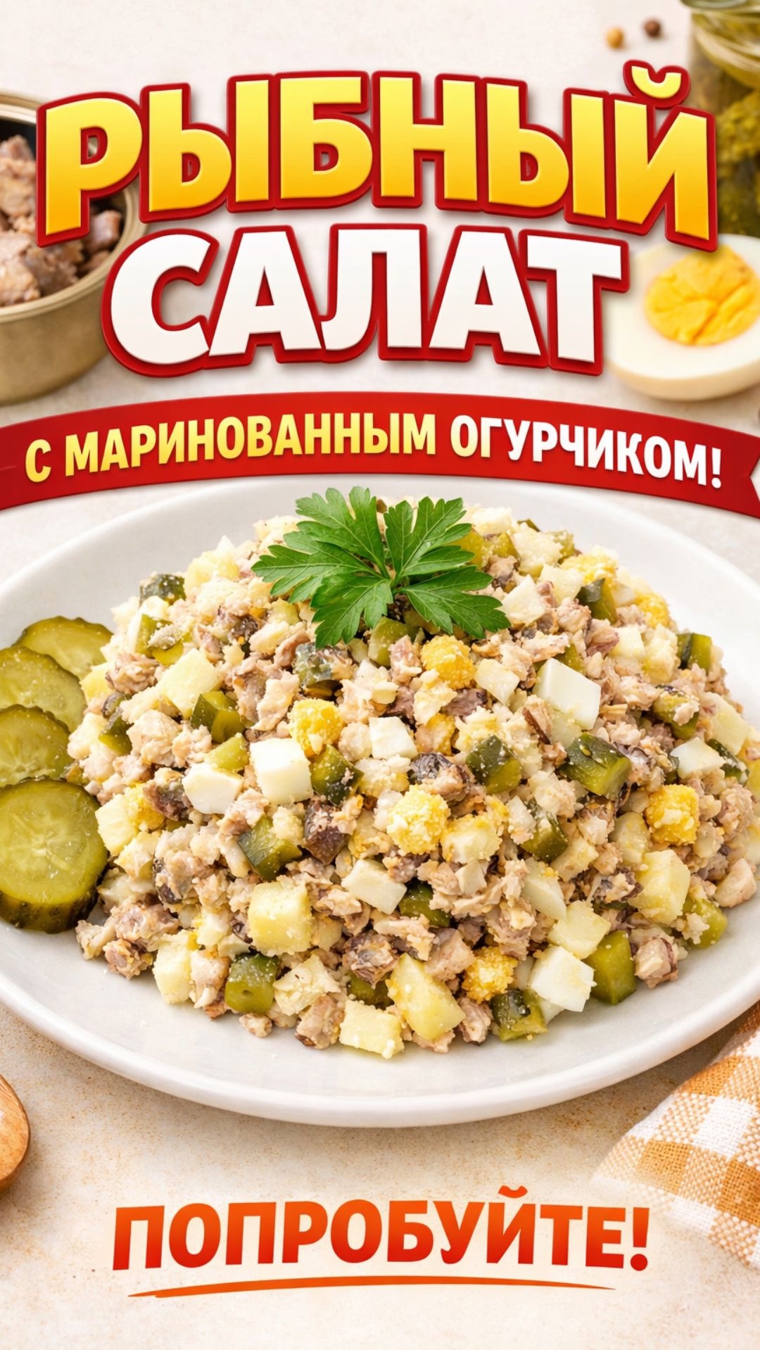 Рыбный салат с картофелем и яйцами | Простой и вкусный рецепт