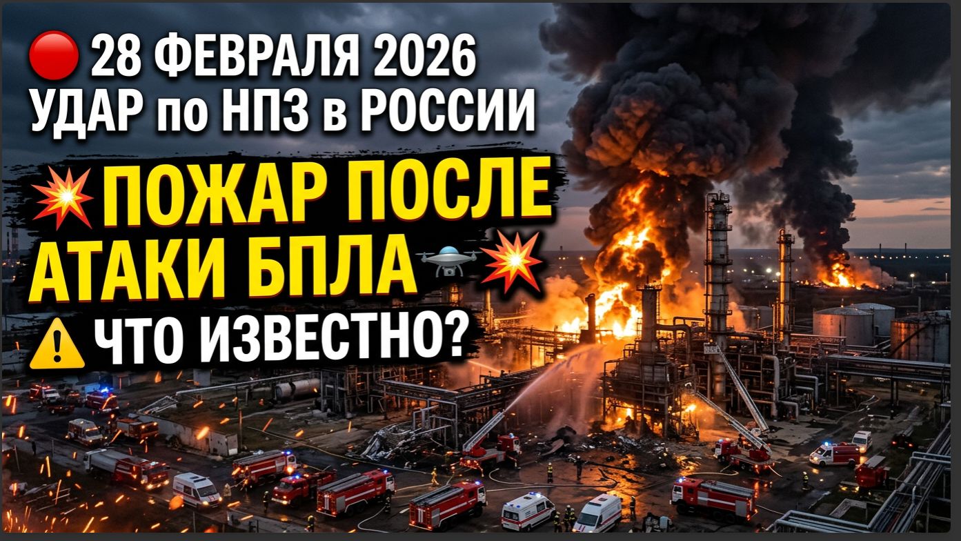🔴 Удар по НПЗ в России 28 февраля 2026 Пожар после атаки БПЛА — что известно смотреть онлайн
