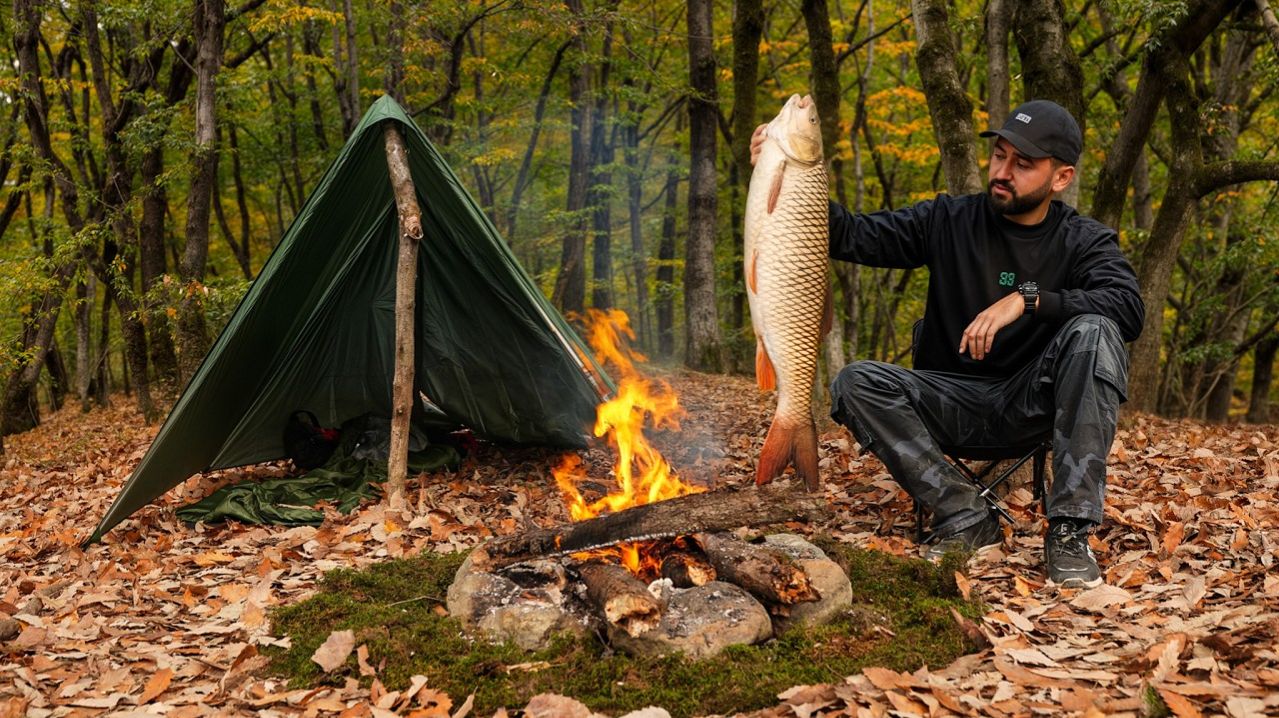 Приготовление рыбы на открытом огне.