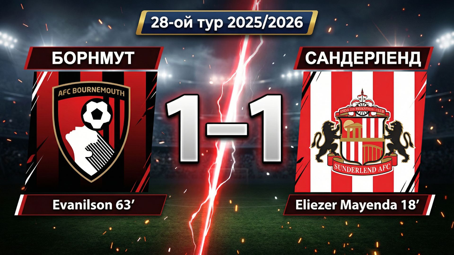 ГОЛЫ БОРНМУТ - САНДЕРЛЕНД // 28-ОЙ ТУР АПЛ 25/26
