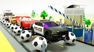 Изучаем цвета с машинками Маккуин и Мак грузовика, футбольного мяча и шин — мультик про грузовик