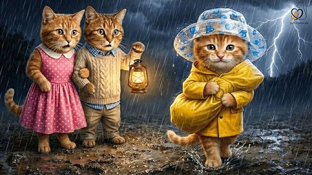 Рыжий котенок обнаружил нечто СТРАННОЕ во время бури ⛈️ — Мама и папа-коты замерли, когда поняли… смотреть онлайн