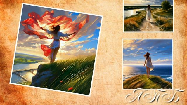 Девушка  дорога и река