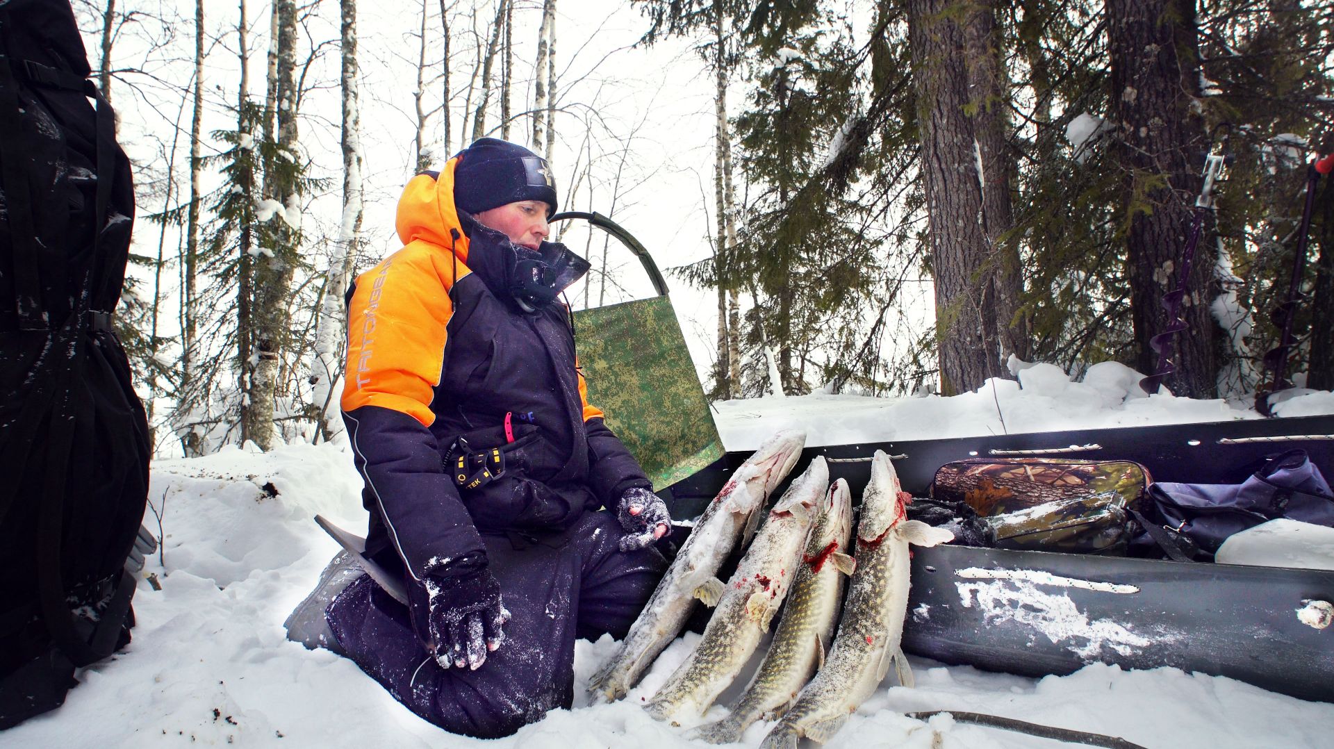 Мешок щуки на Острове. Солим икру. Прячемся от пурги 3 дня. Рыбалка на жерлицы. Ч.1 смотреть онлайн