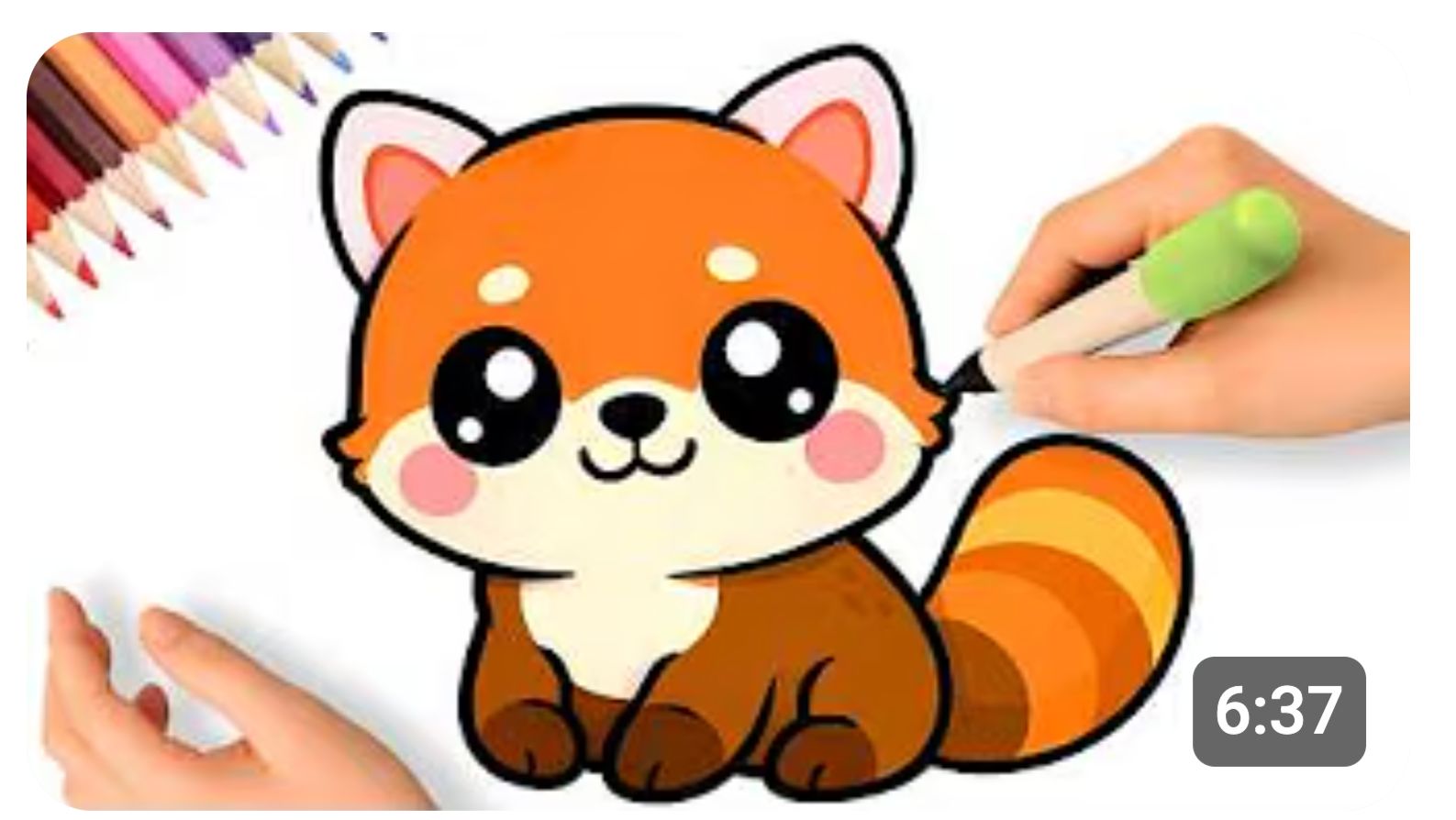 КАК НАРИСОВАТЬ ПРОСТОГО КАВАЙНОГО КРАСНОГО ПАНДУ 💗