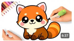 КАК НАРИСОВАТЬ ПРОСТОГО КАВАЙНОГО КРАСНОГО ПАНДУ 💗