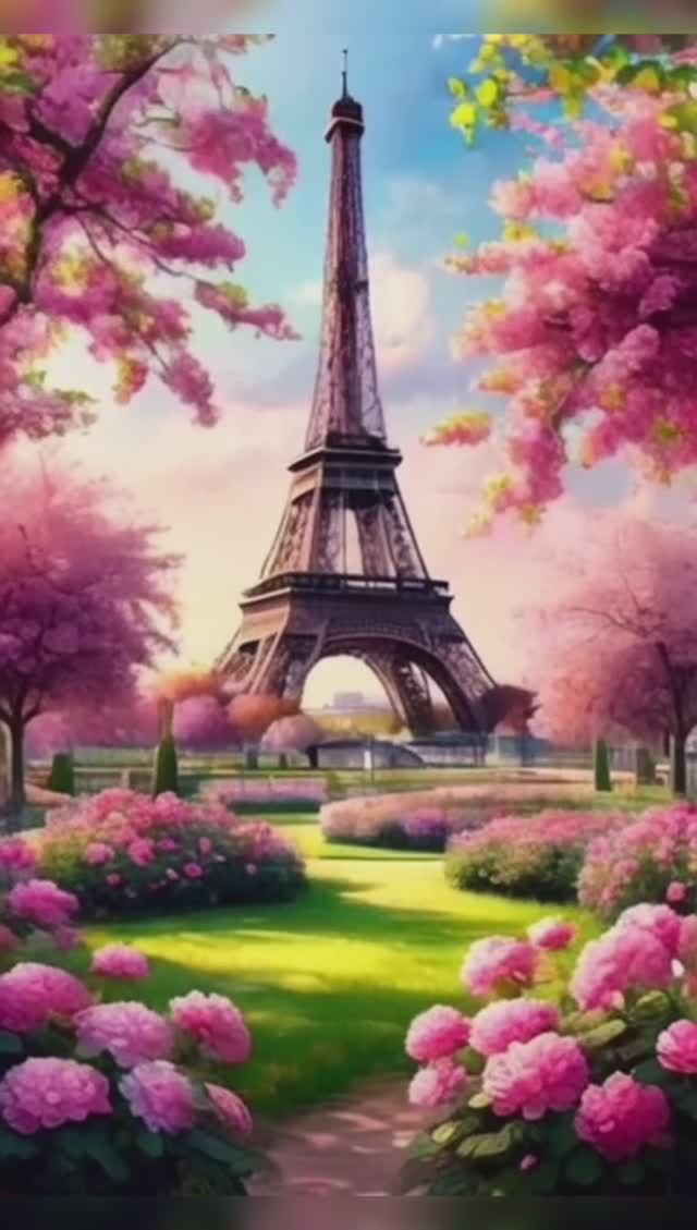 Весенний сад на фоне Эйфелевой башни #shorts