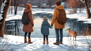 С добрым утром субботы и с последним днём зимы. Красивая музыкальная открытка.