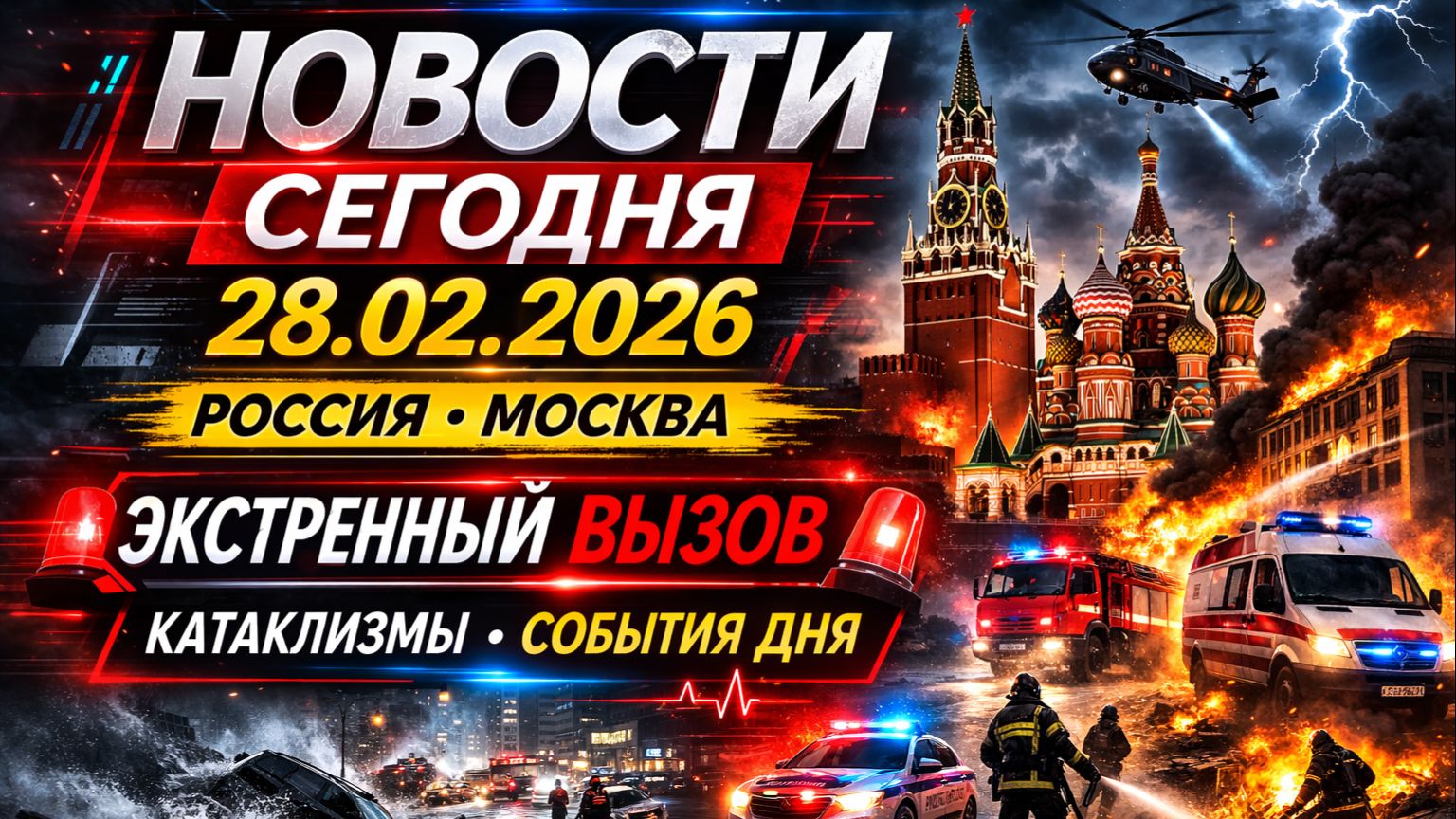 Новости Сегодня 28.02.2026 - Россия, Москва, Экстренный вызов новый выпуск, Катаклизмы, События