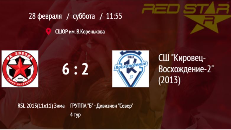 28-02-2026 vs. Кировец-2, 6:2