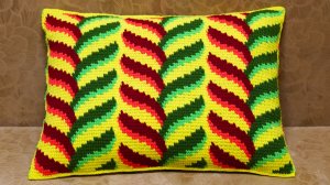 Подушка с узором тунисским крючком. Часть 2.