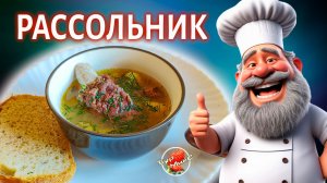 Рассольник с перловкой и копчёными рёбрами