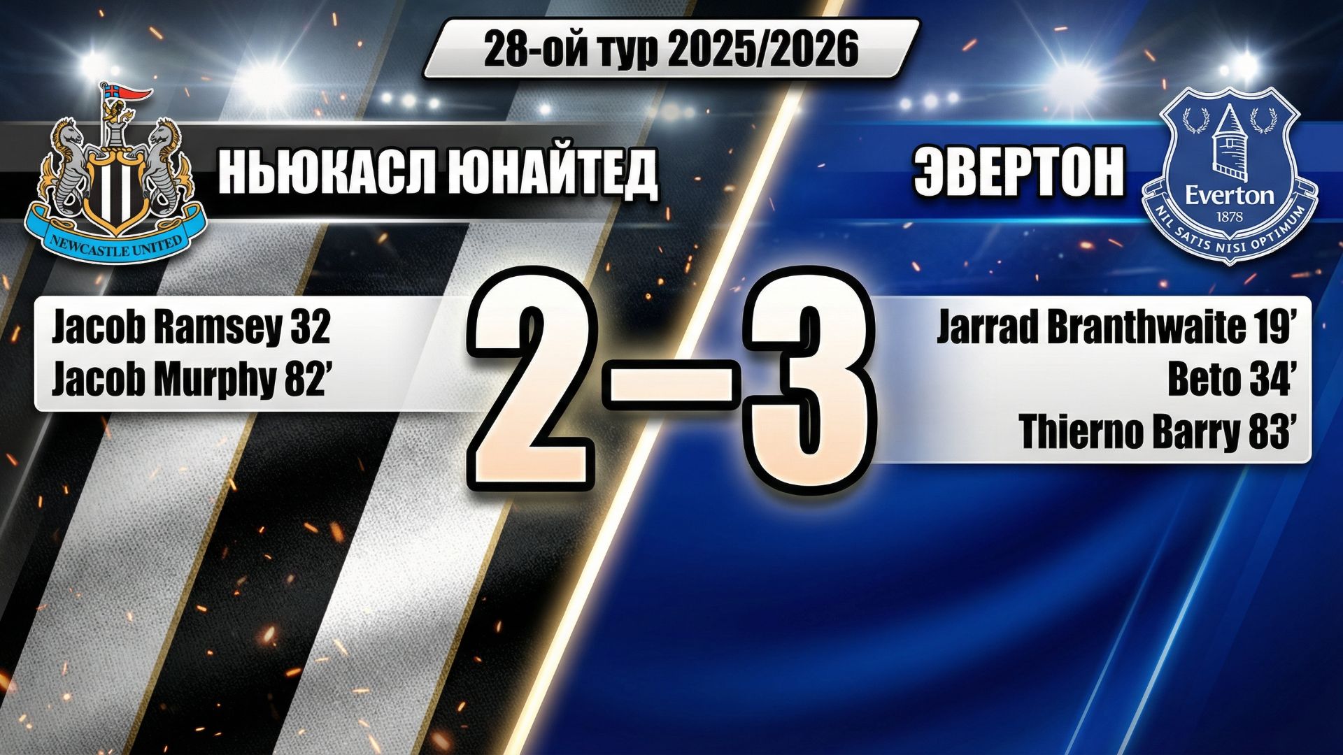 ГОЛЫ НЬЮКАСЛ ЮНАЙТЕД - ЭВЕРТОН // 28-ОЙ ТУР АПЛ 25/26