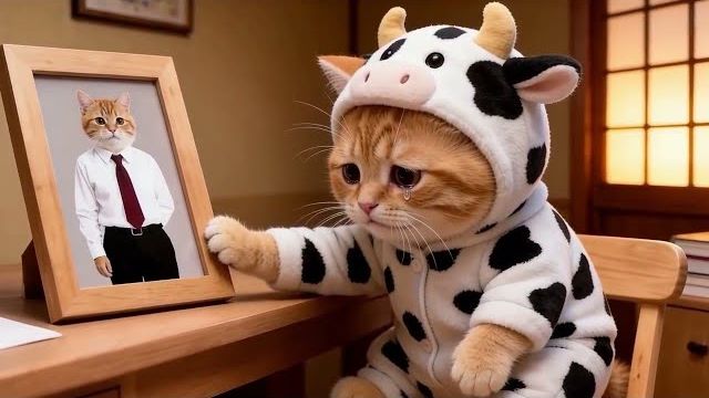 Когда папа-кот работает далеко 😔 Рыжий котенок не перестает по нему скучать 🐱💔 смотреть онлайн