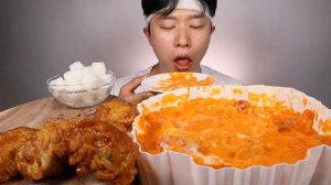 Мукбанг ттокпокки с сыром и курица Еда на камеру