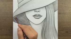 Как легко и пошагово нарисовать карандашный эскиз женщины в шляпе