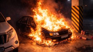 Горит легковой автомобиль ВАЗ 2115