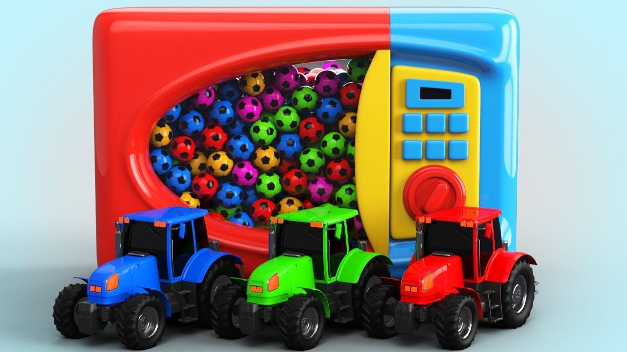 Синий Трактор. Учим Цвета вместе с Синим Трактором Игрушкой Микроволновая Печь и Футбольными Мячами